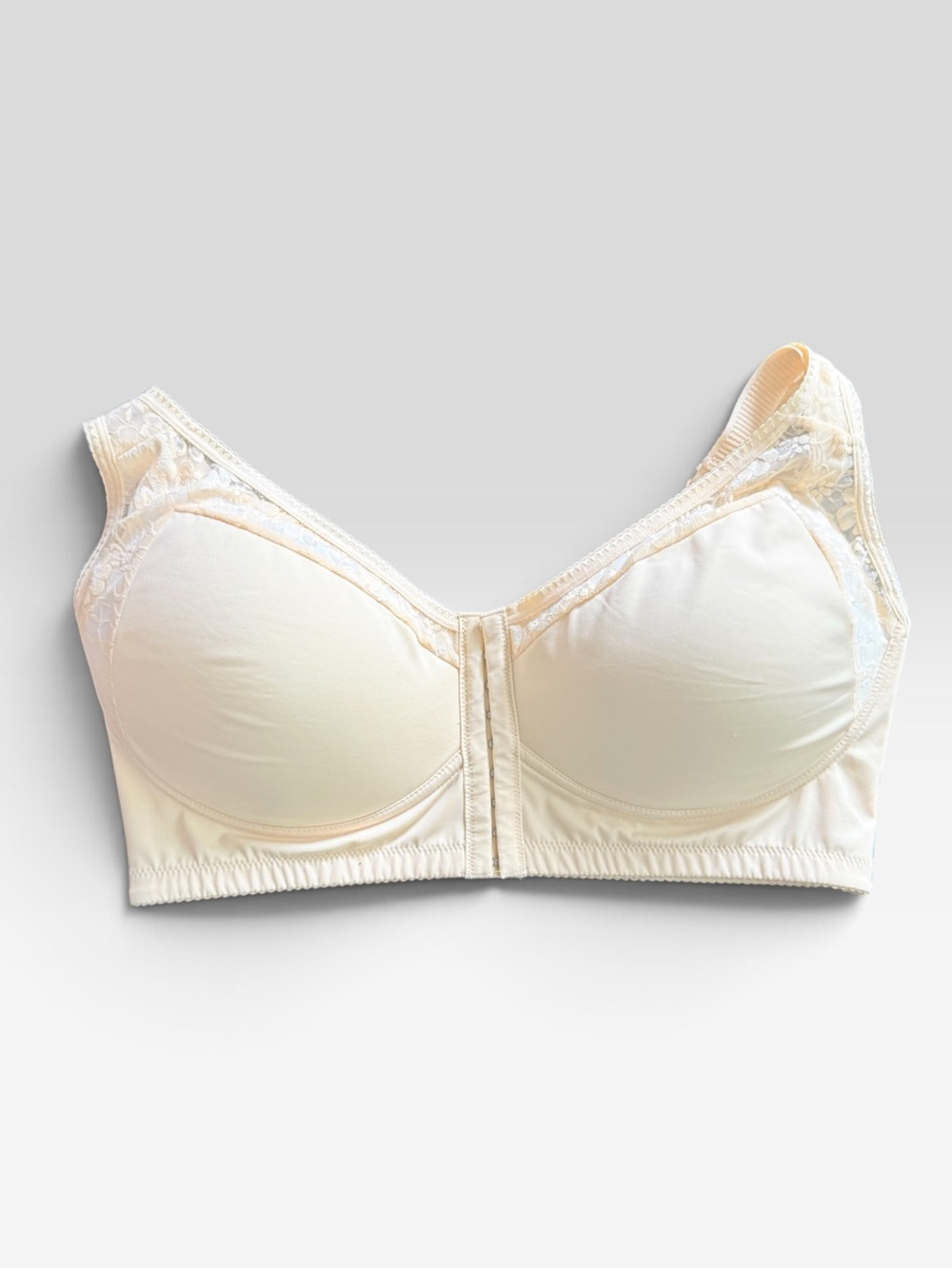Yellow Sz XL Front-Closure Lace Trim Two Layer Straps Comfort Bra | NWOT